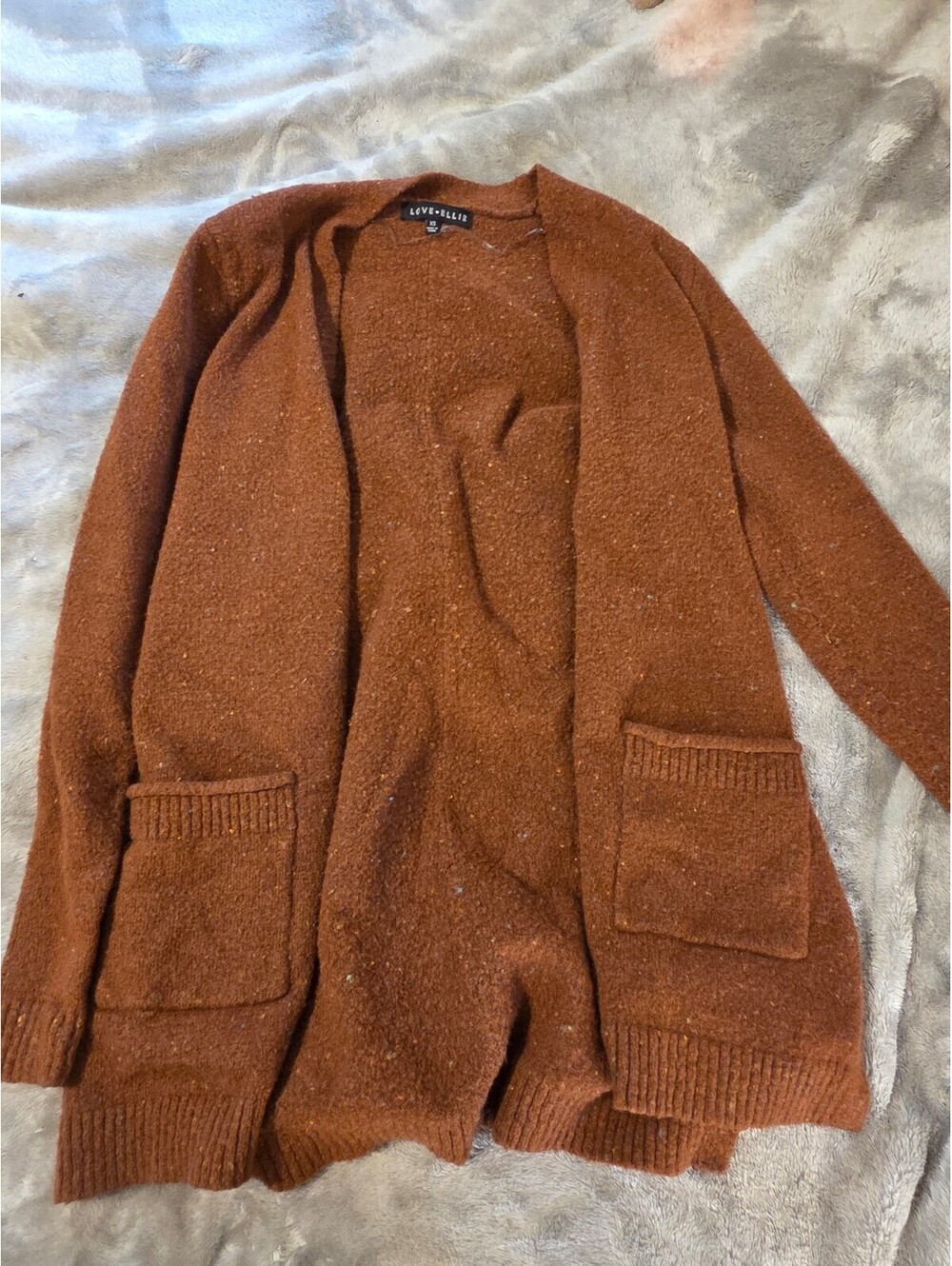 love ellie size xs Brown Knit Open Front Cardigan with Pockets